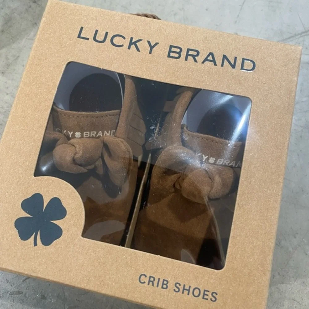LUCKY BRAND leather soft sole/anti grip baby shoes! Fringe Mocs- cute cozy&comfy
